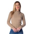 Blusa Feminina Oliveira Malhas em Tricot com Detalhe na Gola Nude