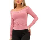 Blusa feminina ombro a ombro justa manga longa Durabilidade