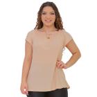 Blusa feminina ombros a mostra de manga curta com detalhe de amarração blusinha social basica ciganinha de viscose moda elegante 40 ao 52