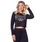 Blusa Feminina Over Surf em Moletinho Manhattan Preto