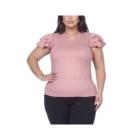 Blusa feminina plus size canelada manga curta três babados roupas femininas