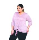 Blusa Feminina PLus Size Com Botões Amarração Frontal Blusinha Social Camisa Tricot