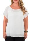 Blusa Feminina Plus Size Com Brilho, Blusa Branca Festa