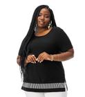 Blusa Feminina Plus Size Em Viscose Secret Glam Preto