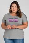 Blusa Feminina Plus Size Estampada "Cool Vibes" Visco Confort - Serena