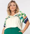 Blusa Feminina Plus Size Estampada Secret Glam Bege