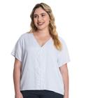 Blusa Feminina Plus Size Gola em V Secret Glam Bege