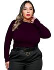 Blusa Feminina Plus Size Manga Longa Segunda Pele Básica