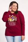 Blusa Feminina Plus Size Manga Longa Visco Estampada "Collection Fleurs" - Serena