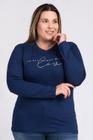 Blusa Feminina Plus Size Manga Longa Visco Estampada "Do all things with love" - Serena