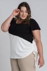 Blusa Feminina Plus Size Visco Bicolor Detalhe Lateral - Serena