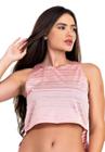 Blusa Feminina Rose sem alça Traparente Com Cropped Preto - DJ Moda Fitness