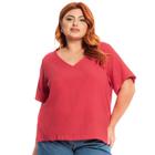 Blusa Feminina Rovitex Secret Glam Plus Size Linho Vermelho