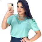 Blusa Feminina Social Evangelica Renda Manga Bufante