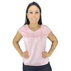 Blusa Feminina Social Manga Curta Renda Moda Evangelica