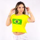 Blusa feminina soltinha com silk da bandeira do Brasil