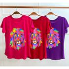 Blusa feminina t-shirt manga curta leão colors viscolaycra