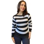 Blusa Feminina Trico Trancinha Bicolor Listrado Sueter Frio