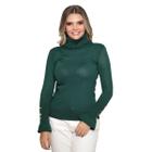 Blusa Feminina Tricot Gola Alta Manga Botão Tendência Inverno