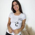 Blusa Feminina Viscolaycra de Panda Camiseta dia a dia