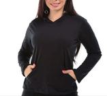 Blusa feminina viscolycra manga longa capuz básico