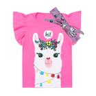 Blusa Infantil Cotton Turminha & Cia Lhama Rosa Chiclete