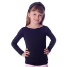 Blusa Infantil Feminina com Proteção Solar Preta Manga Longa Decote Canoa