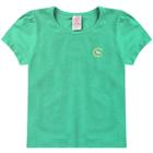 Blusa infantil feminina cotton com elastano com aplique manga copinho - menta