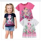 Blusa Infantil Feminino em Meia Malha Manga Curta Dinossauro Kyly