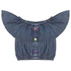 Blusa Infantil Look Jeans Cropped Jeans