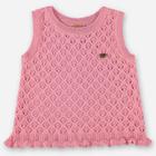 Blusa Infantil Menina sem Manga em Tricot Rosa Up Baby