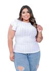 Blusa laise manga curta babado plus Size Moda Barata