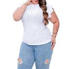 Blusa laise manga curta dois babados plus size moda verão