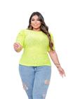 Blusa laise plus size manga curta bufante moda feminina casual