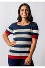 Blusa m/c Pau a Pique Modal Azul Marinho