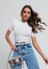 Blusa Malha Fria Modal Gola Alta M/C Branco Salvatore Fashion