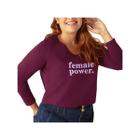 Blusa Malwee Feminina Manga Longa Plus 94160 Marsala