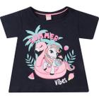 Blusa Manga Curta Infantil Unicórnio Azul - Toys & Kids