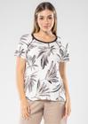 Blusa Manga Curta Pau a Pique Estampada Off White