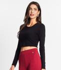 Blusa Manga Longa Em Ribana Canelada Endless Preto