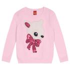 Blusa Manga Longa Infantil Menina Tricô Bordado Lantejoulas