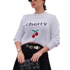 Blusa Manga Longa Tricot Cherry Moda Feminina