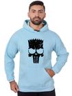 Blusa Moletom Bart Masculina Caveira Com Bolso e Capuz Azul Ceu