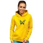 Blusa Moletom Canguru Feminino Com Capuz - Amarelo - Borboleta Verde