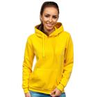 Blusa Moletom Canguru Feminino Liso Com Capuz - Amarelo