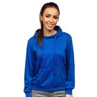 Blusa Moletom Canguru Feminino Liso Com Capuz - Azul Royal