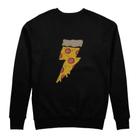 Blusa Moletom Flanelada Estampa Pizza Estilosa Gola Redonda Abrigo de Frio Sem Bolso Slim