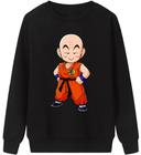 Blusa Moletom Gola Careca Casual Flanelado Dragon Ball Kuririn