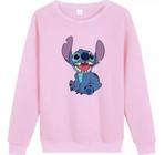 Blusa Moletom Gola Redonda Stitch Ohana Desenho Unissex.