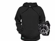 Blusa Moletom Masculino e Feminino com bolso  Casaco blusa de frio Canguru com relógio - K103